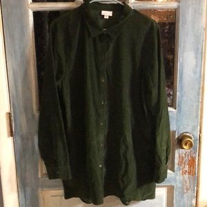 Green corduroy button down J. Jill shirt